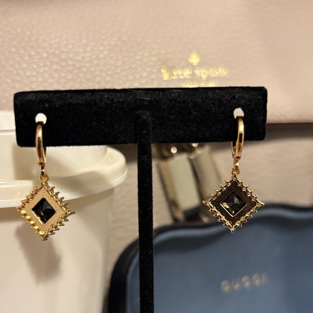 Black and Gold Drop Earrings - Picture 2 of 2